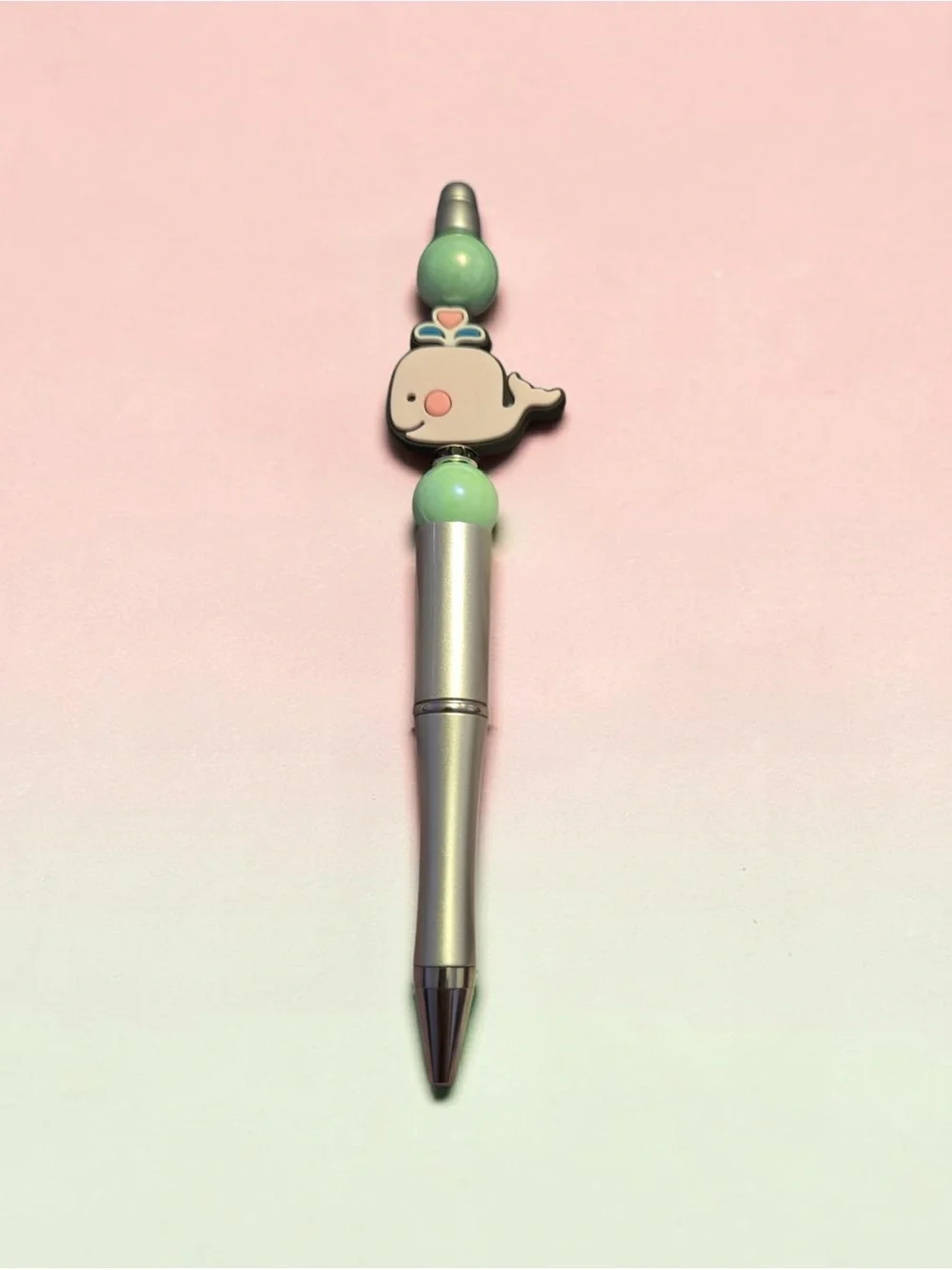 Cute Green Whale Bead Kids Pen
